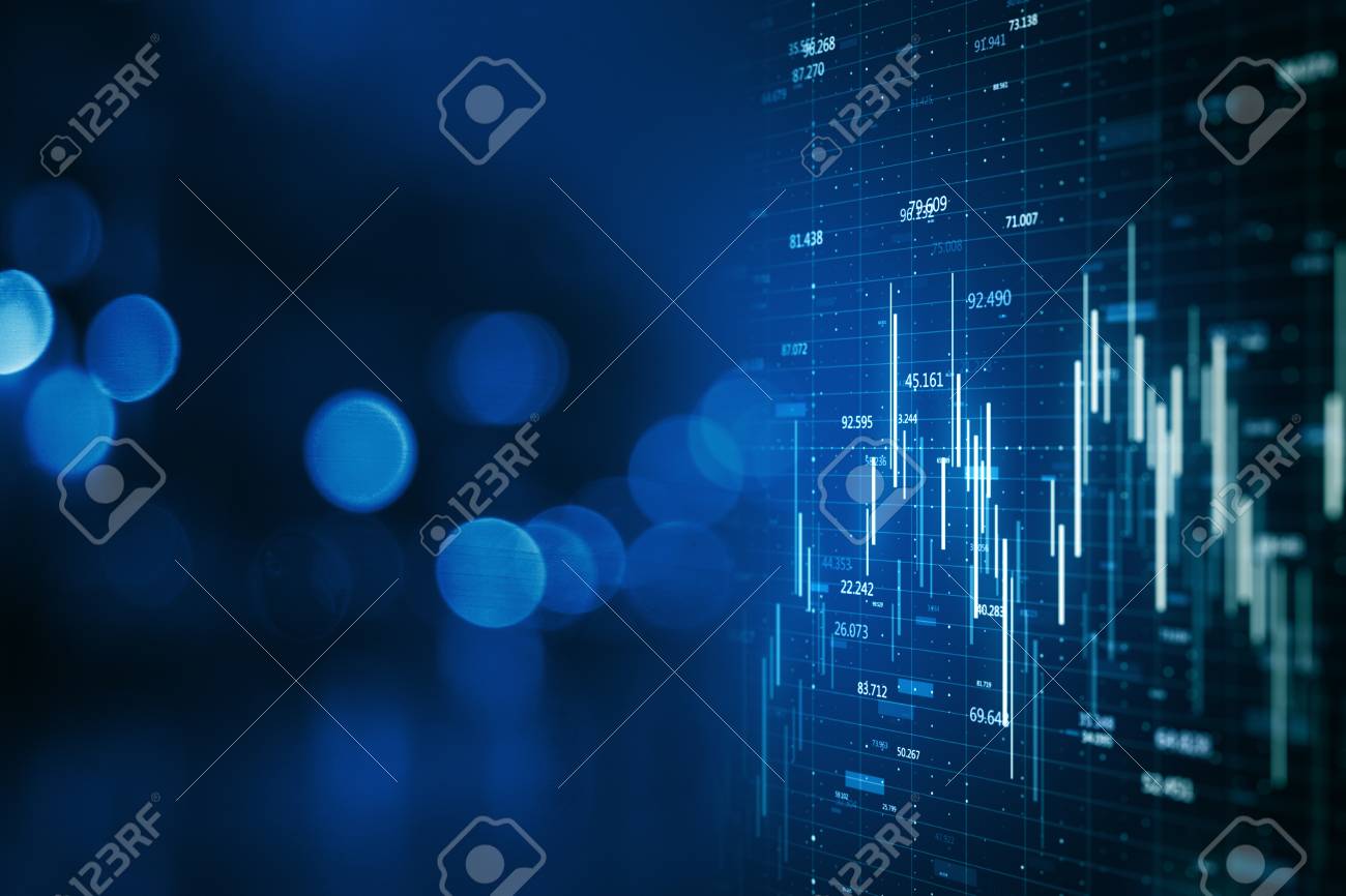 Creative Forex Chart On Blue Bokeh Wallpaper Finance And Invest
