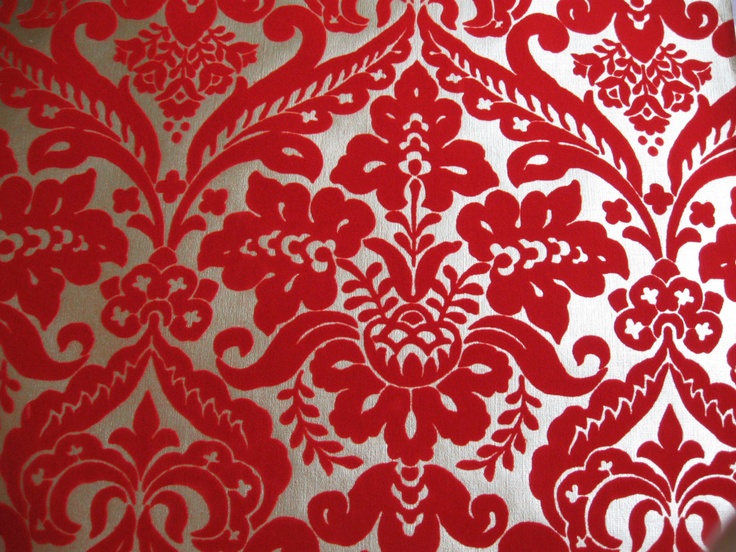 Flocked Metallic Red And Gold Wallpaper