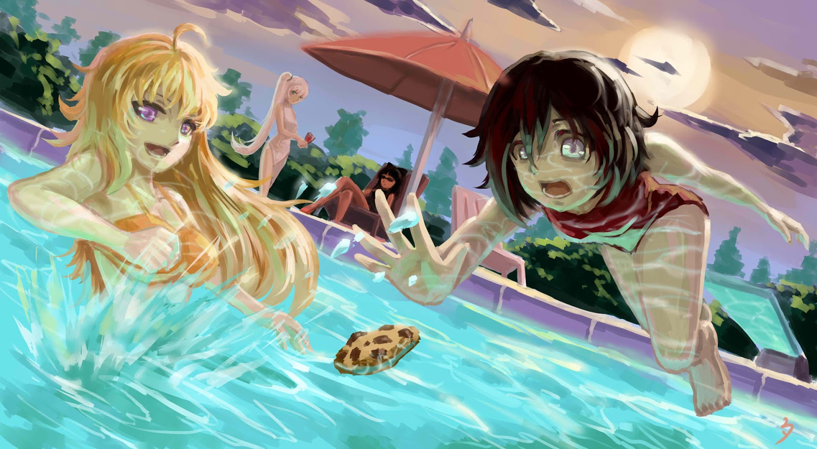 Pool Bikini Girl Female Anime HD Wallpaper Desktop Pc Background