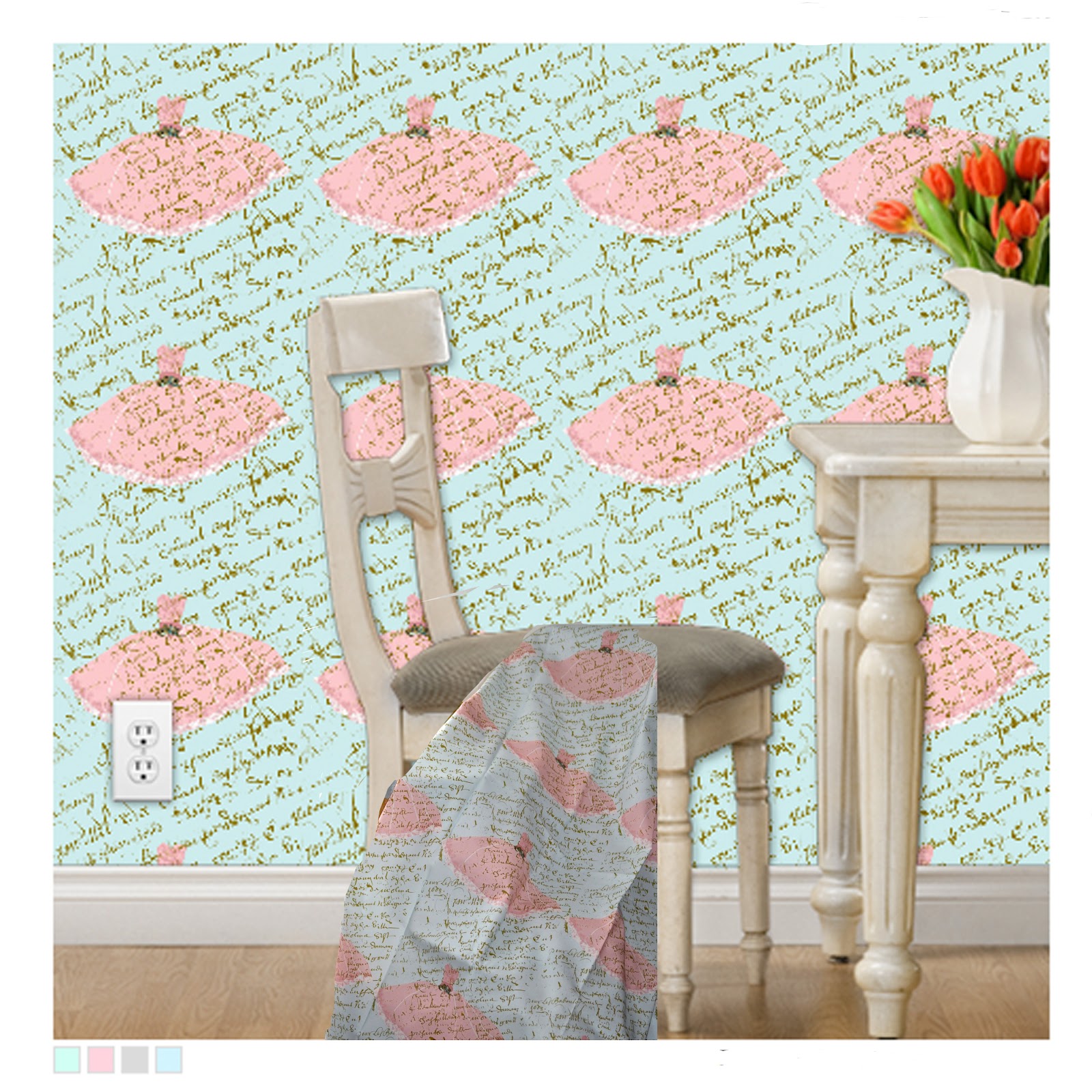French Script Fabrics Fabric Wallpaper And Wall Art Decals