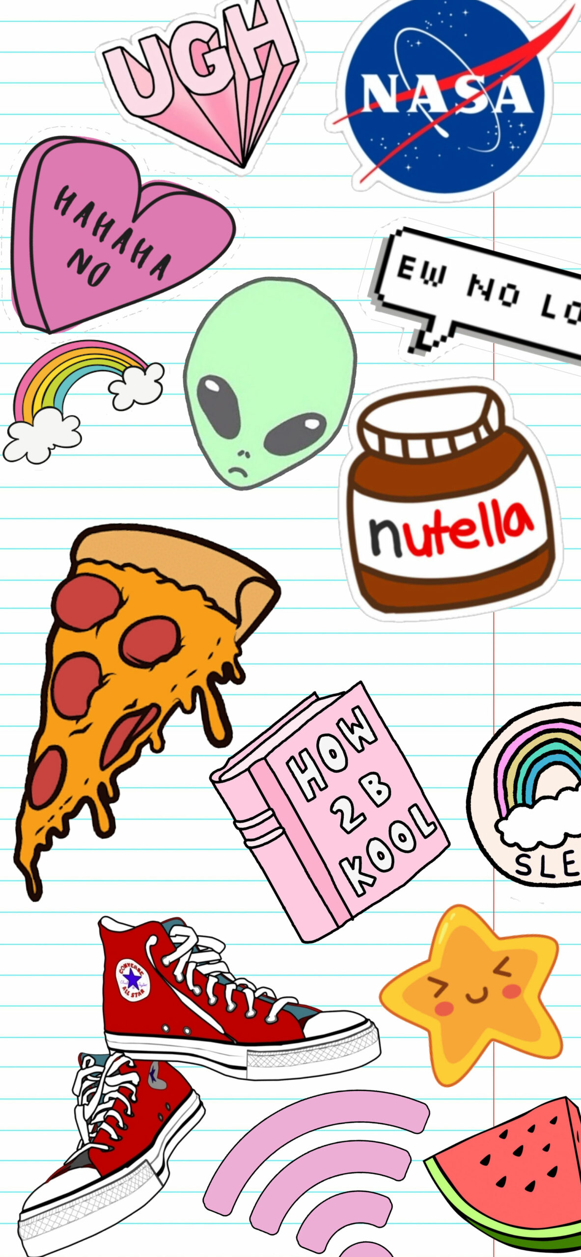 School Notebook Stickers Wallpaper