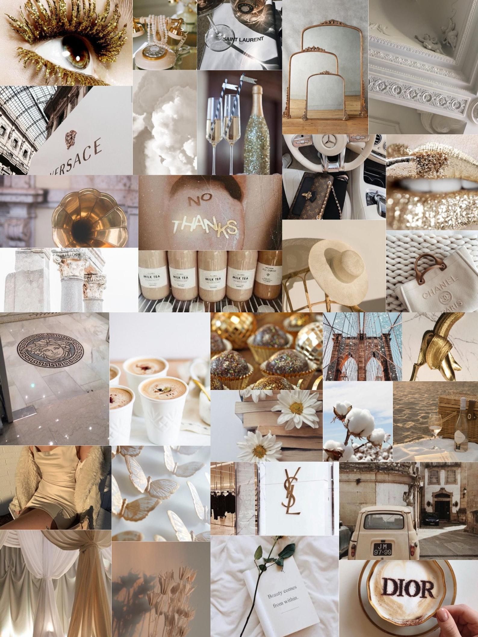 Piece White And Gold Picture Collage