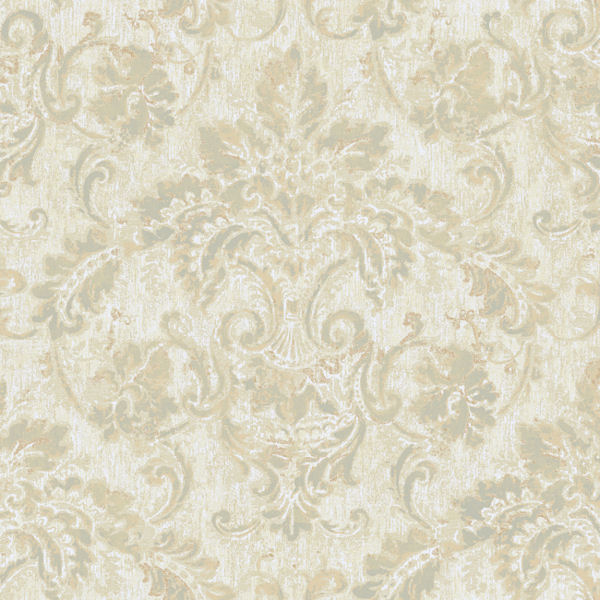 Cream and Grey Antique Damask Wallpaper   Wall Sticker Outlet