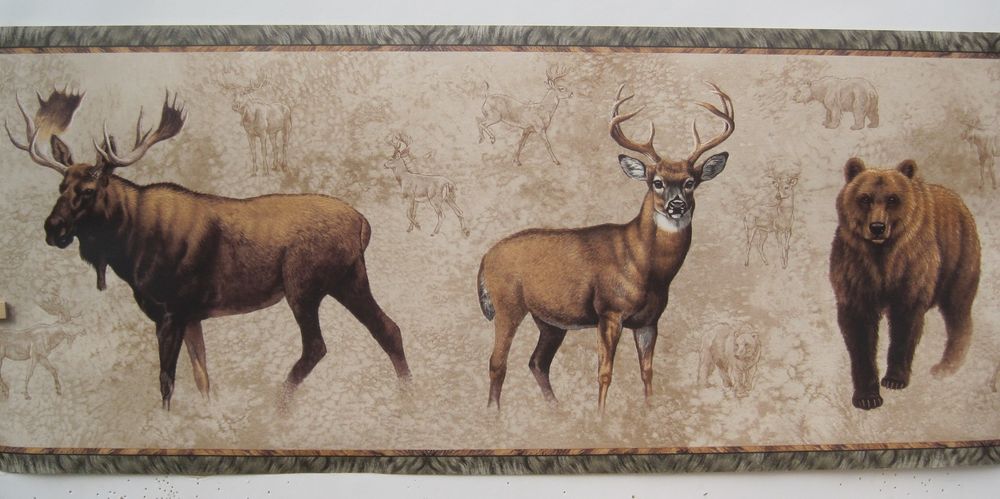 Moose Deer Bear Hunting Wallpaper Border
