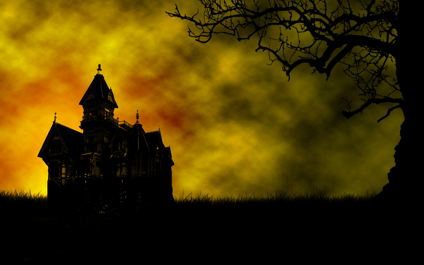 Background With Haunted House Scary And Creepy Pictures