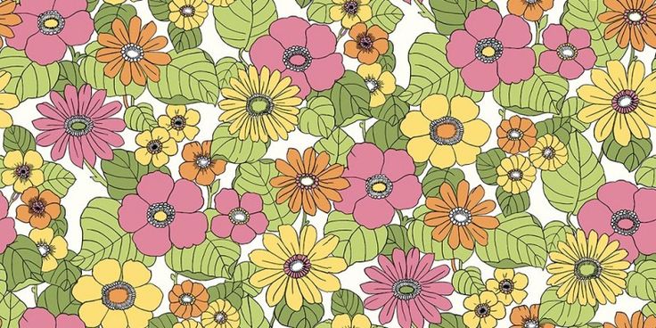 Wallpaper A Bold Floral Design With Large Scale Flowers In Bright