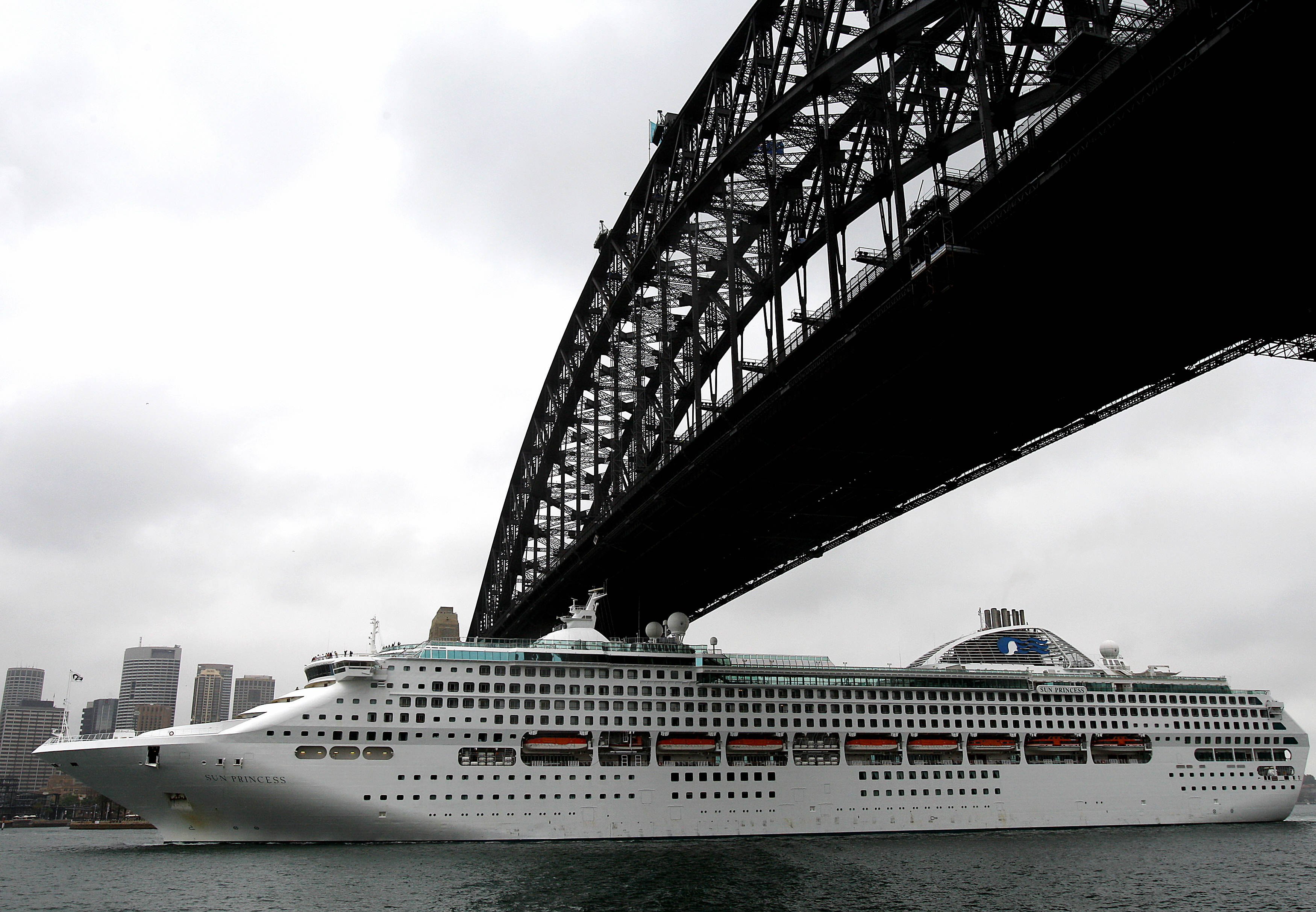 Download Cruise Boats wallpaper cruise ship under bridge