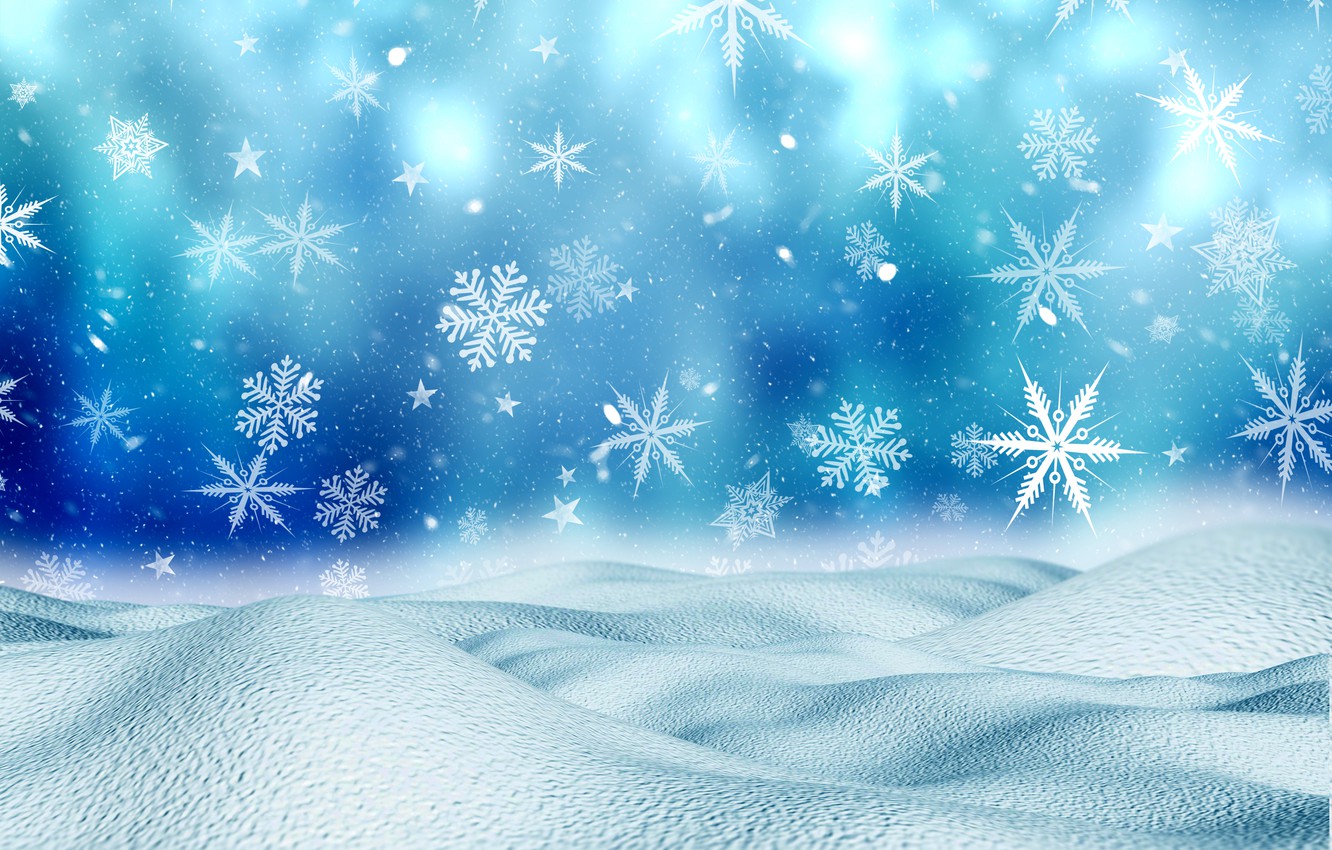 Wallpaper Winter Snow Snowflakes Background Christmas Blue