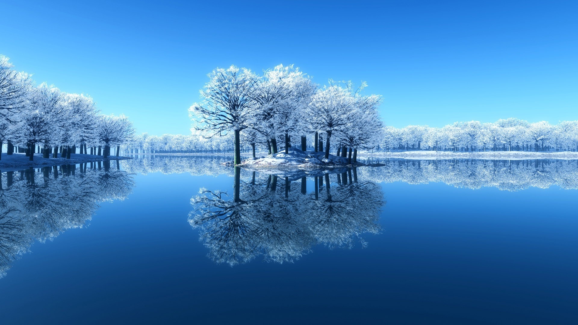 Landscape Of The Winter Lake HD Desktop Wallpaper