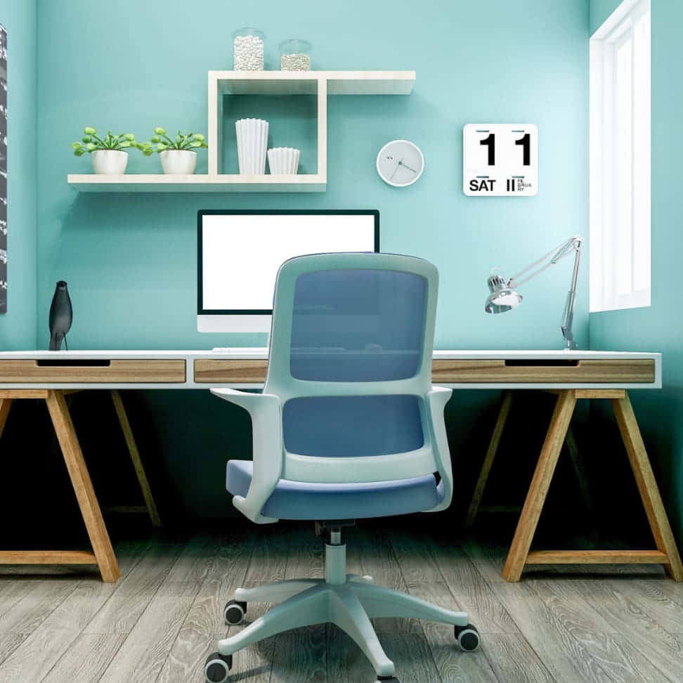 Blue Room As The Office Zoom Background Wallpaper
