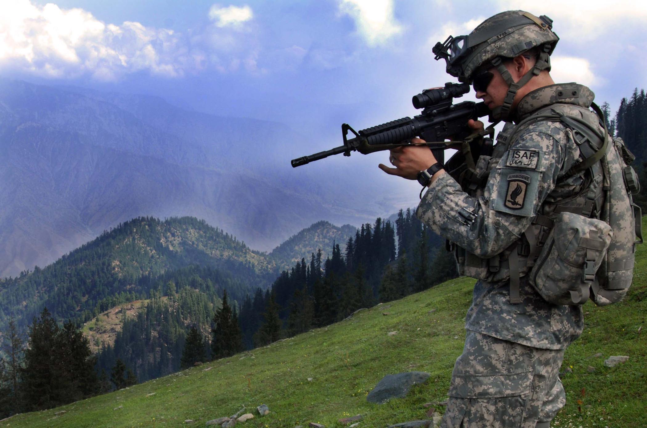 File Isaf Soldier Looking For Enemy Positions In Kunar Province Of