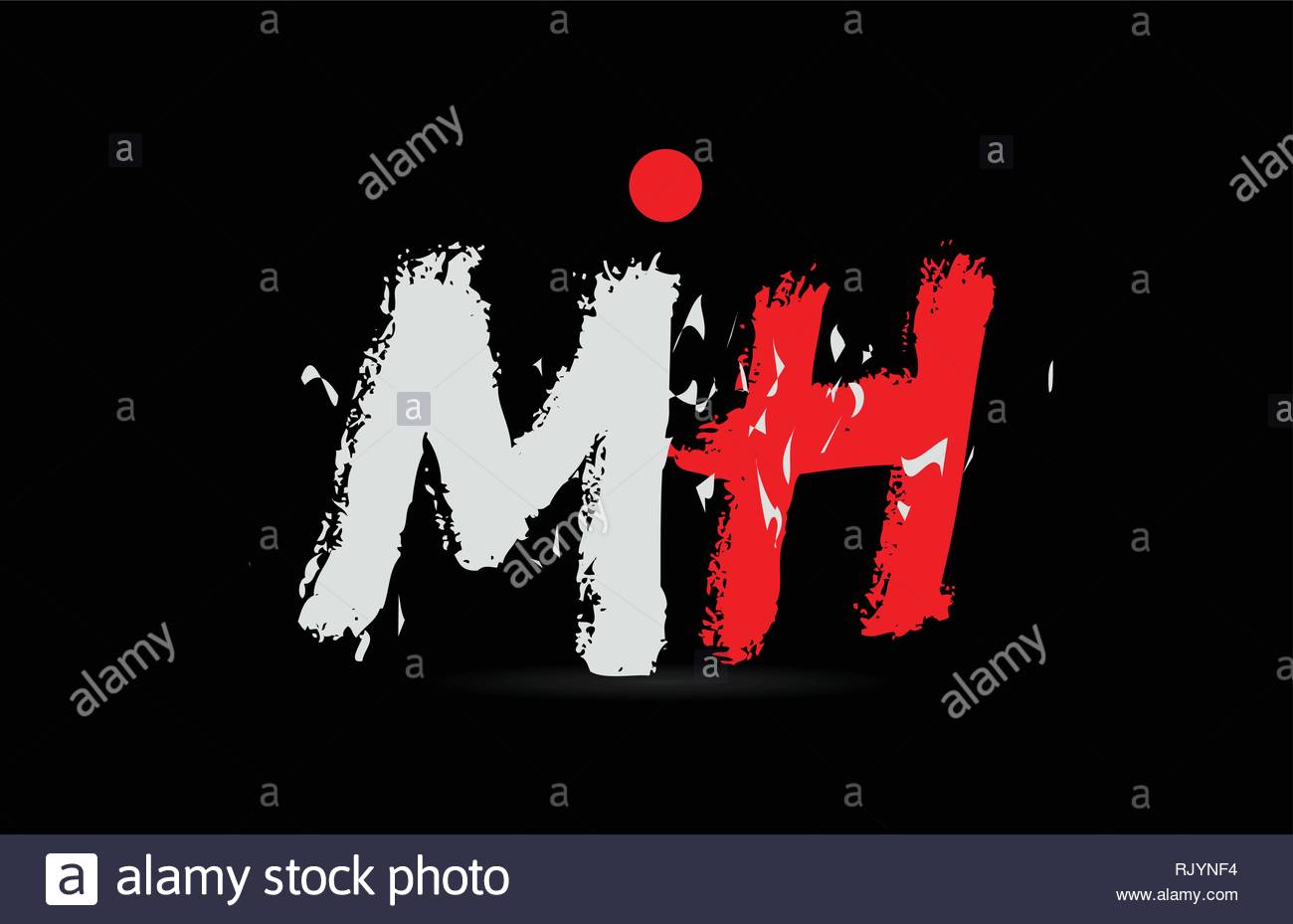 Design Of Alphabet Letter Bination Mh M H On Black Background