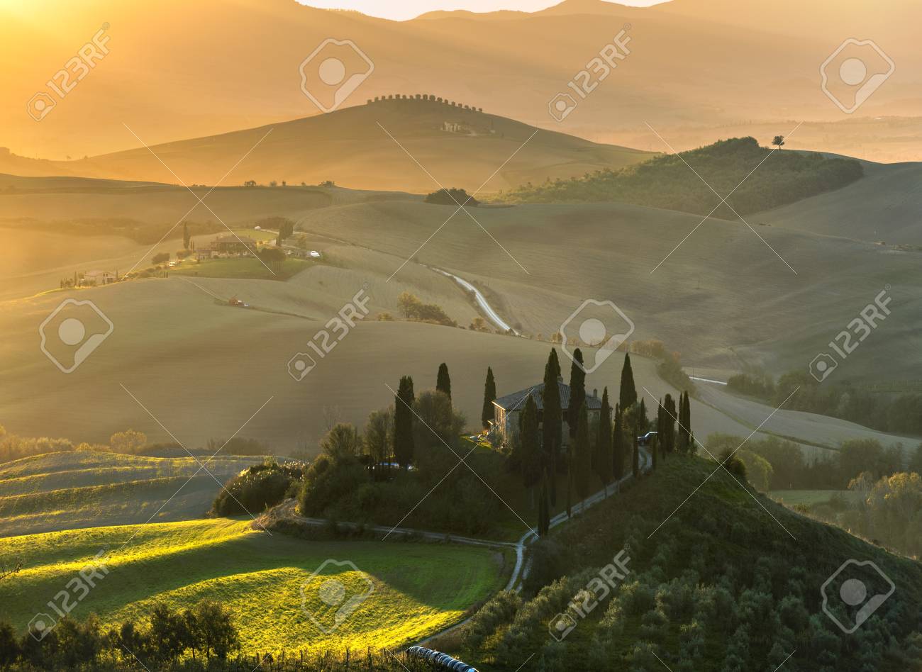 Tuscan House With A Picturesque Background Stock Photo Picture