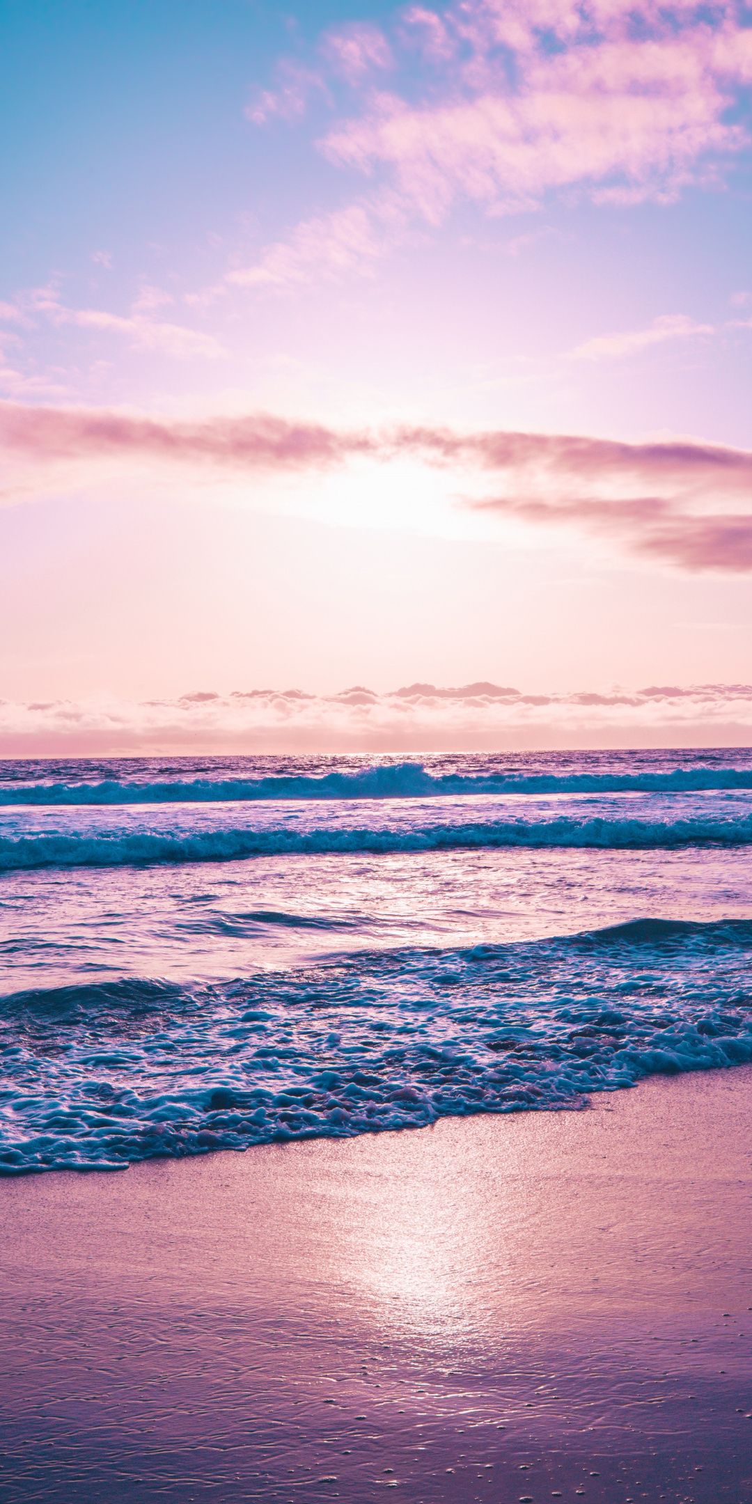 Seashore sea waves sunset beach Wallpaper Beach sunset