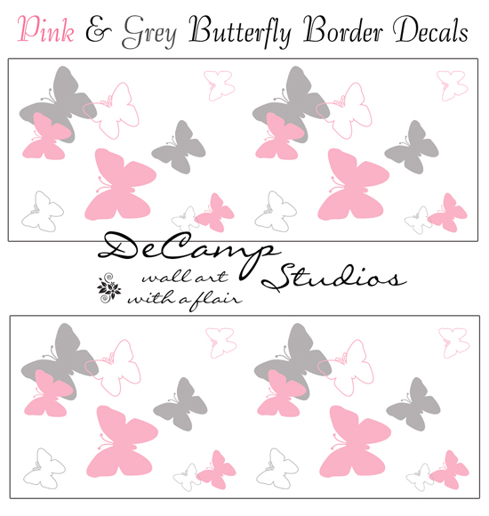 Free download Pink Grey Butterfly Wallpaper Border Wall Art Decals Baby Girl [260 [550x580] for