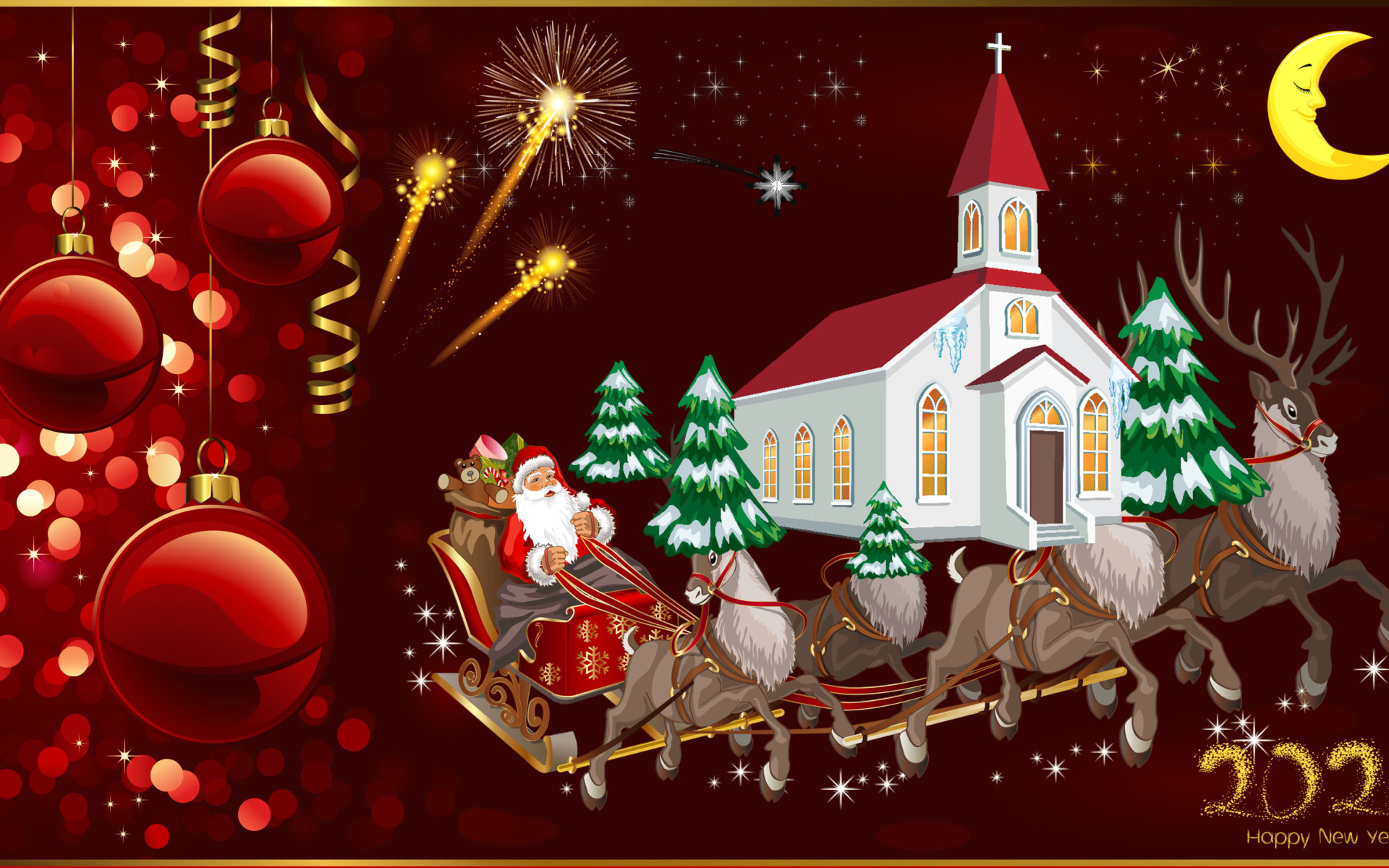 Free download Happy New Year 2020 Merry Christmas Christmas Greeting Card Santa 1920x1200 for ...