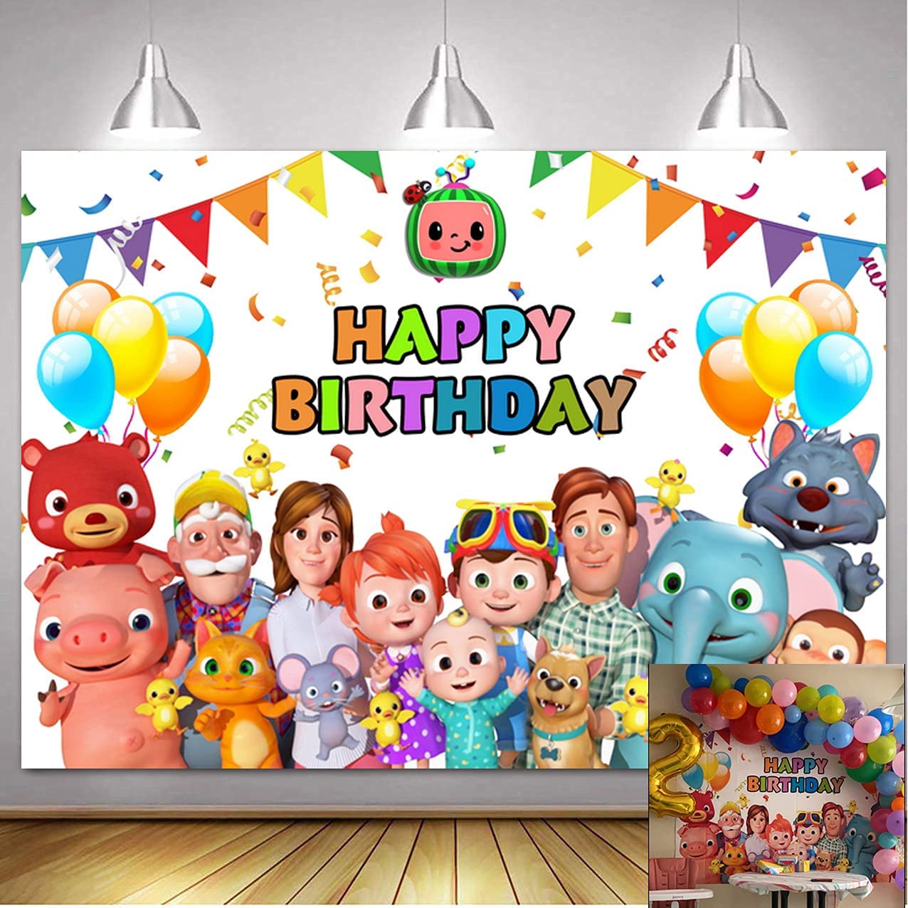 Buy Cartoon Family Backdrops Kids Happy BirtHDay Party