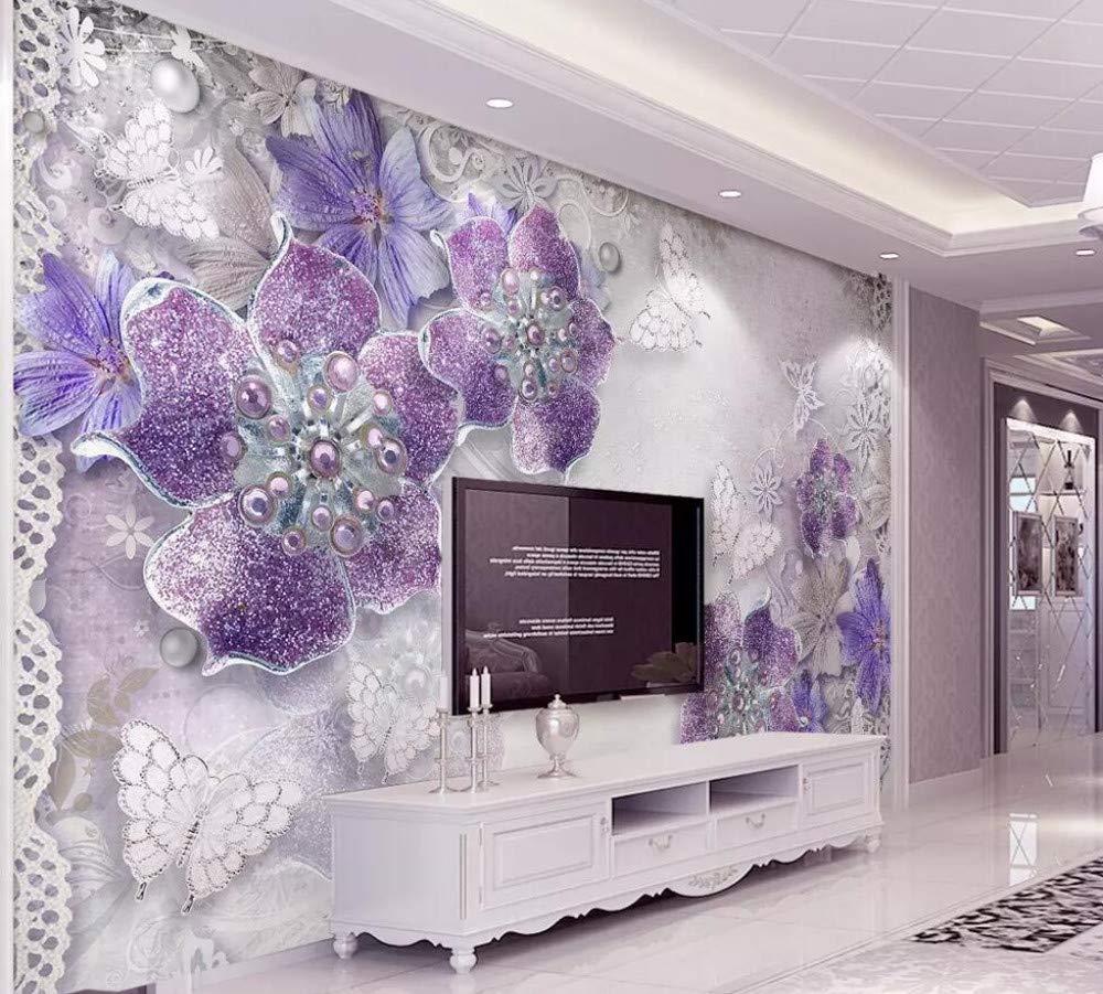Wallpaper 3d Mural European Ornate Purple Flowers Wall Murals For