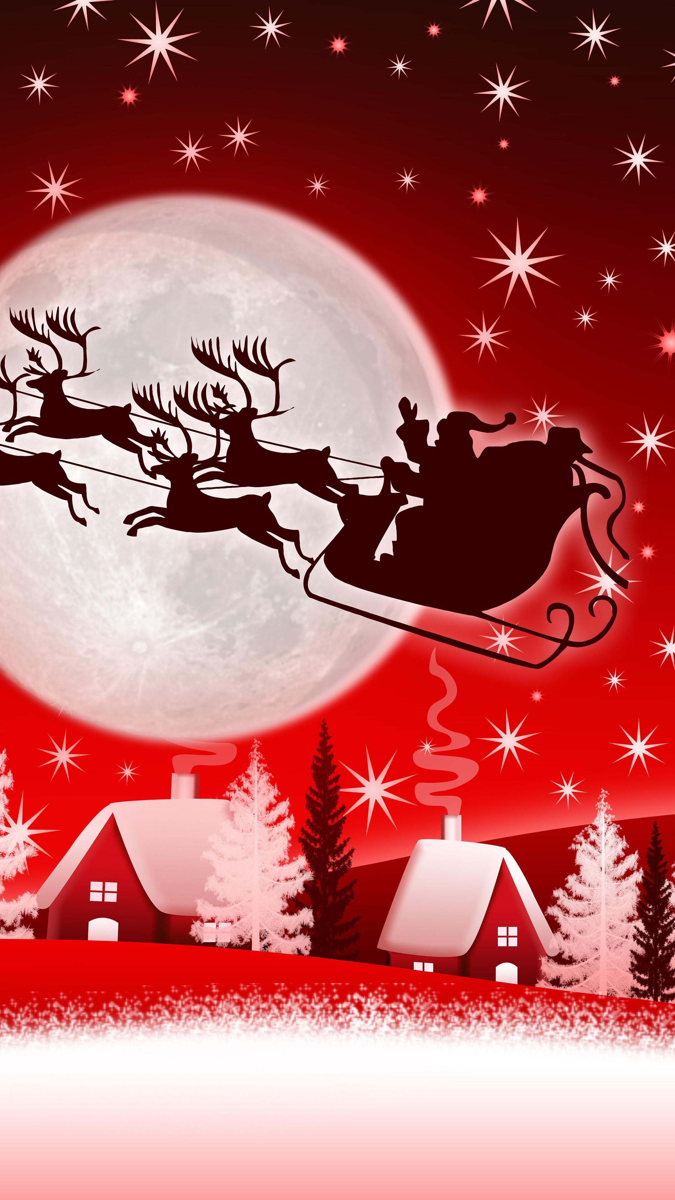 Christmas Santa Claus Sleig Village 4k Wallpaper iPhone HD Phone