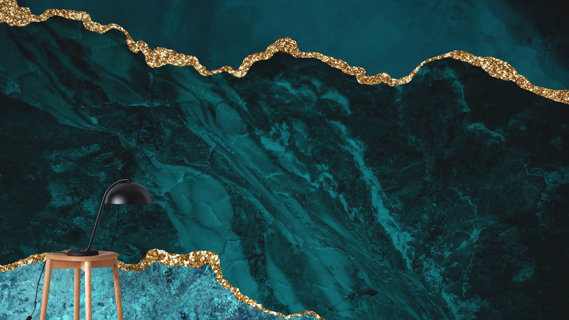 Teal Gold Marble HD Wallpaper