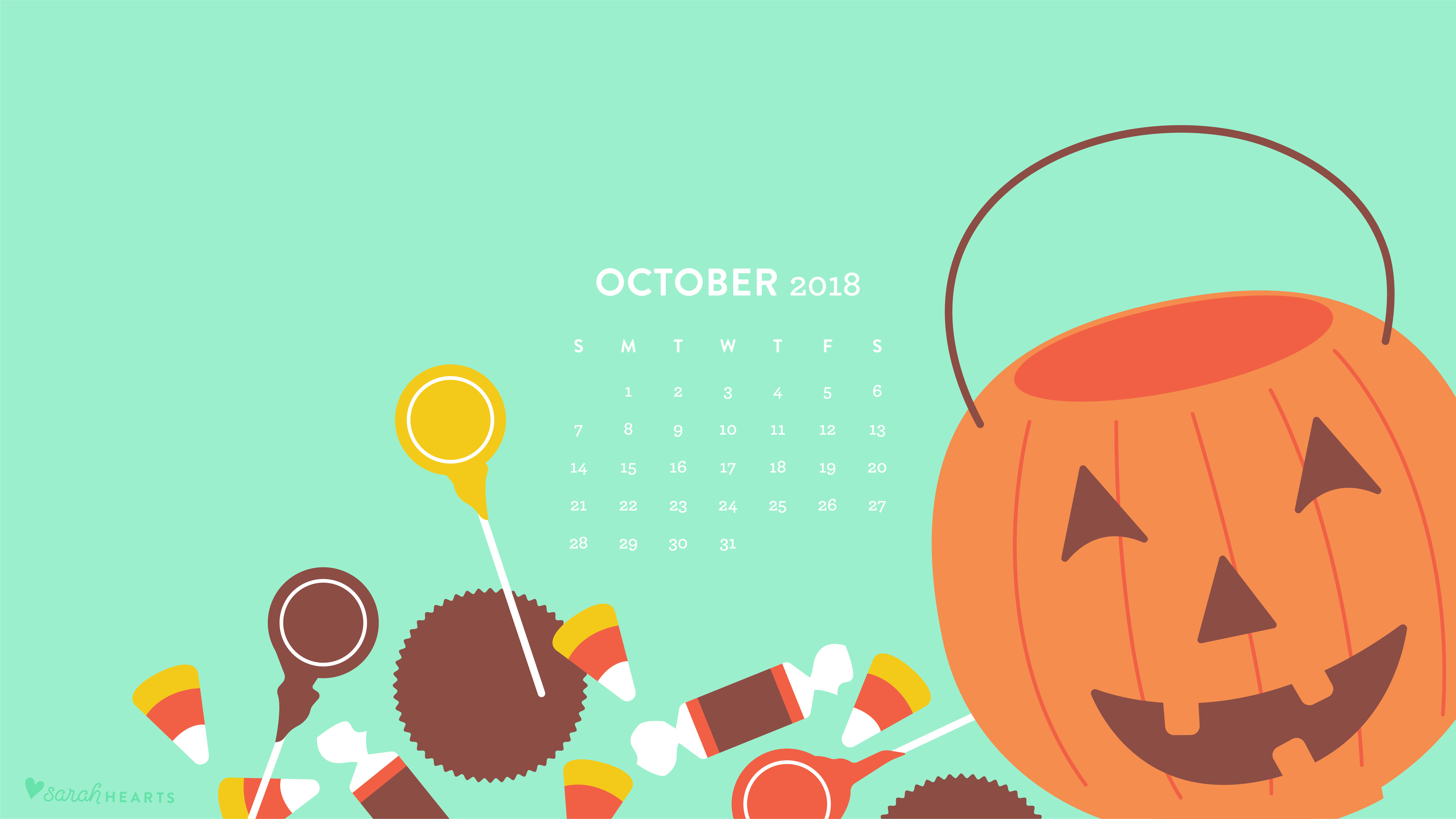 October Halloween Candy Calendar Wallpaper Sarah Hearts