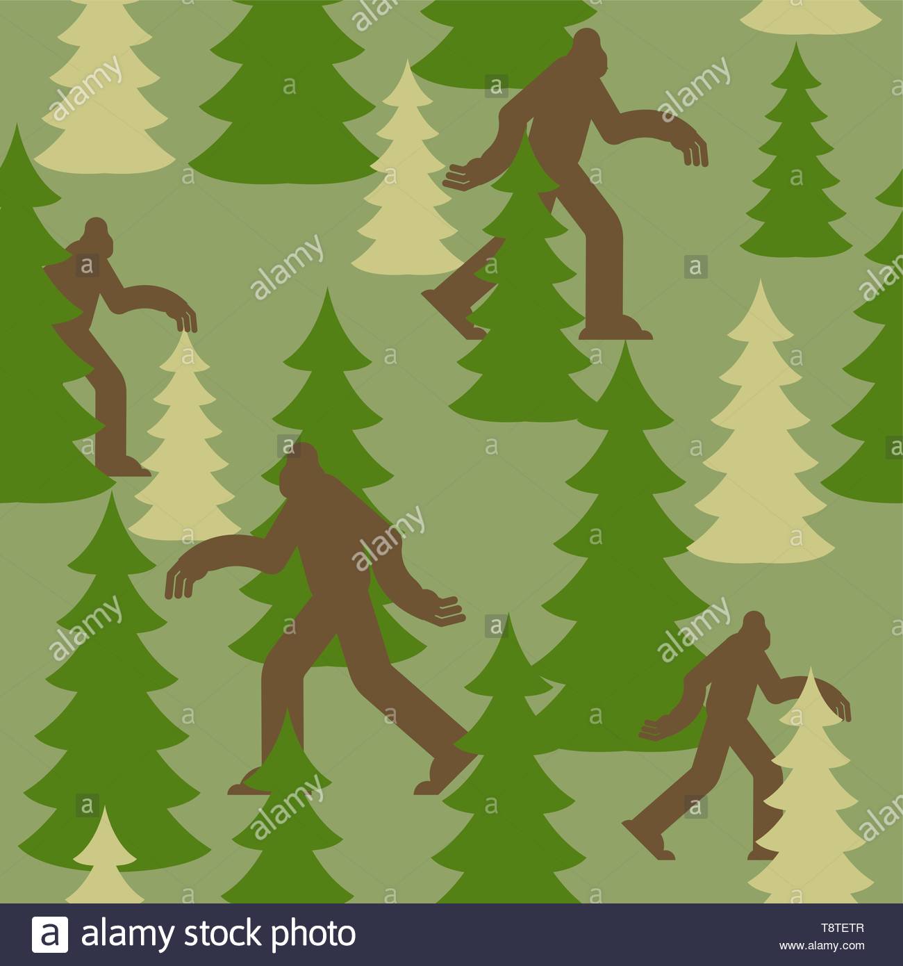 Bigfoot In Forest Military Pattern Yeti Clothing Texture Army