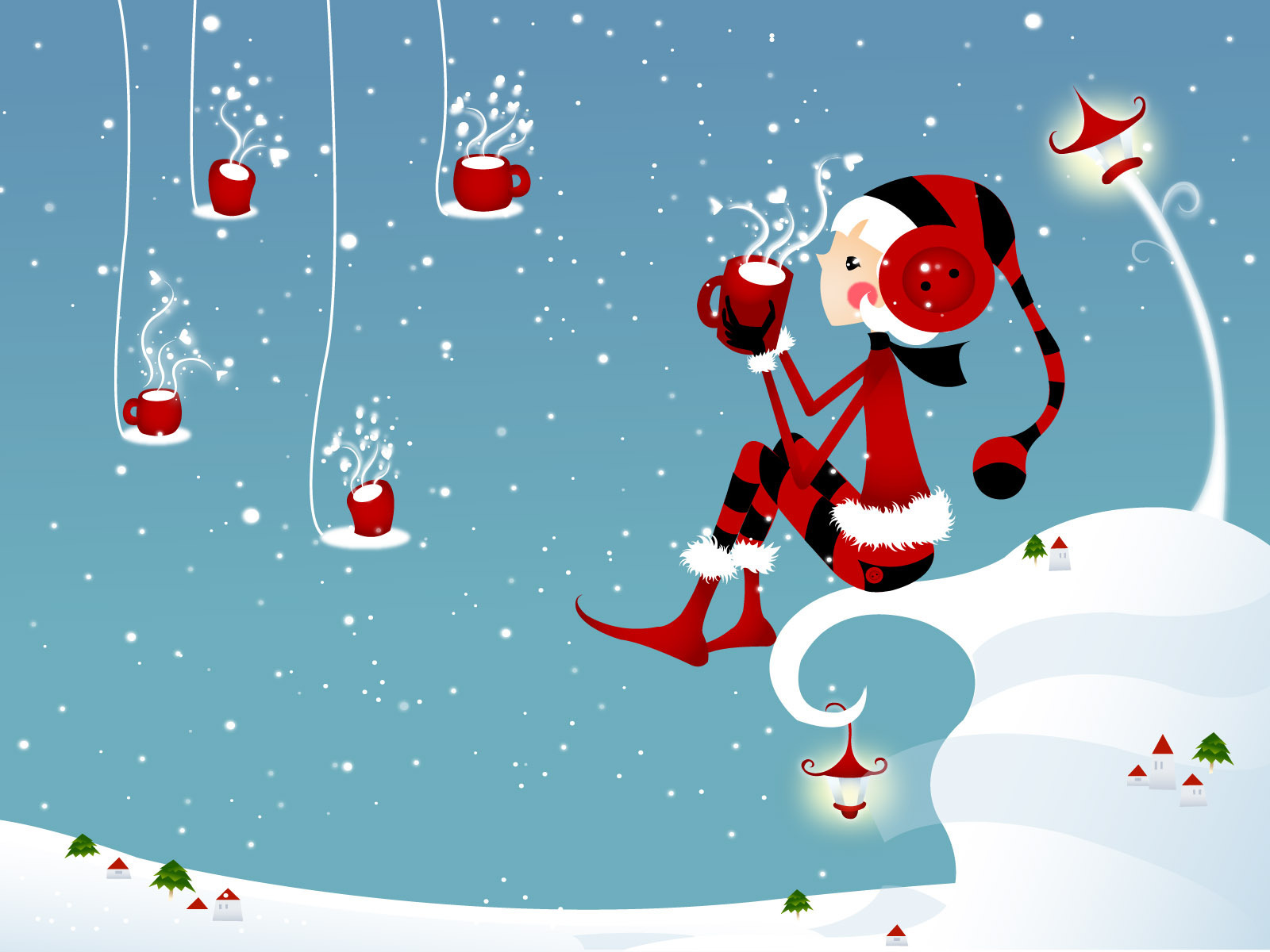 I Love Kawaii Desktop Wallpaper Of Cute Christmas Girl