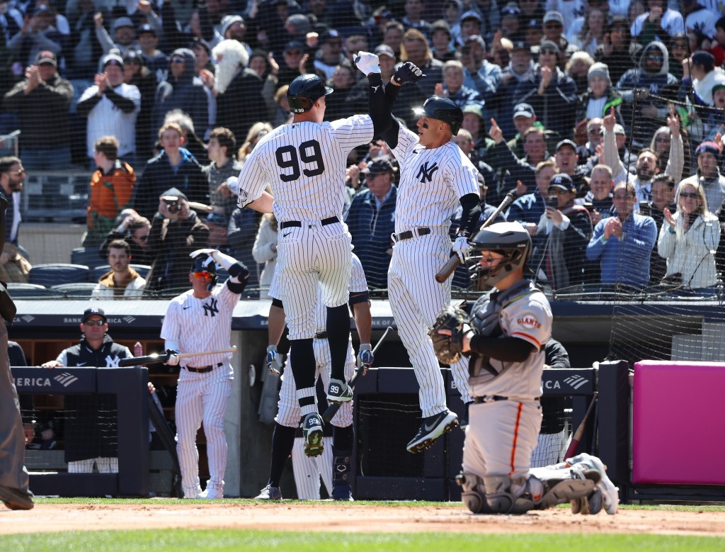 Aaron Judge Gerrit Cole Lead Yankees To Opening Day Win Over Giants Wallpaper