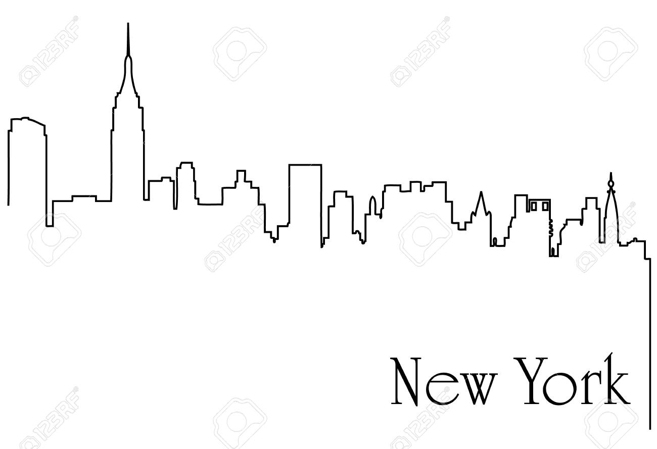 New York City One Line Drawing Background Royalty Cliparts