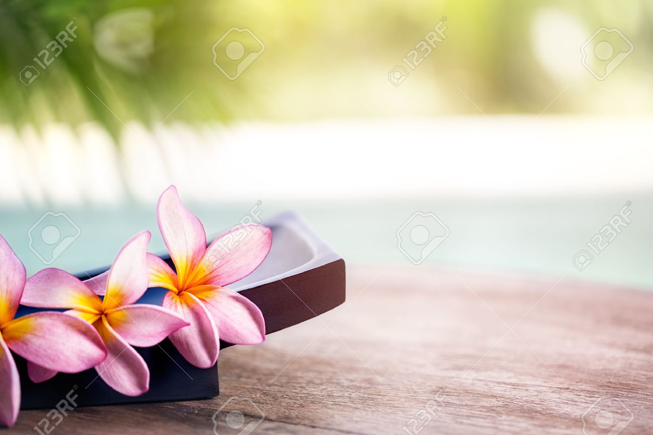 Frangipani Tropical Spa Flower And Wellness Background Stock