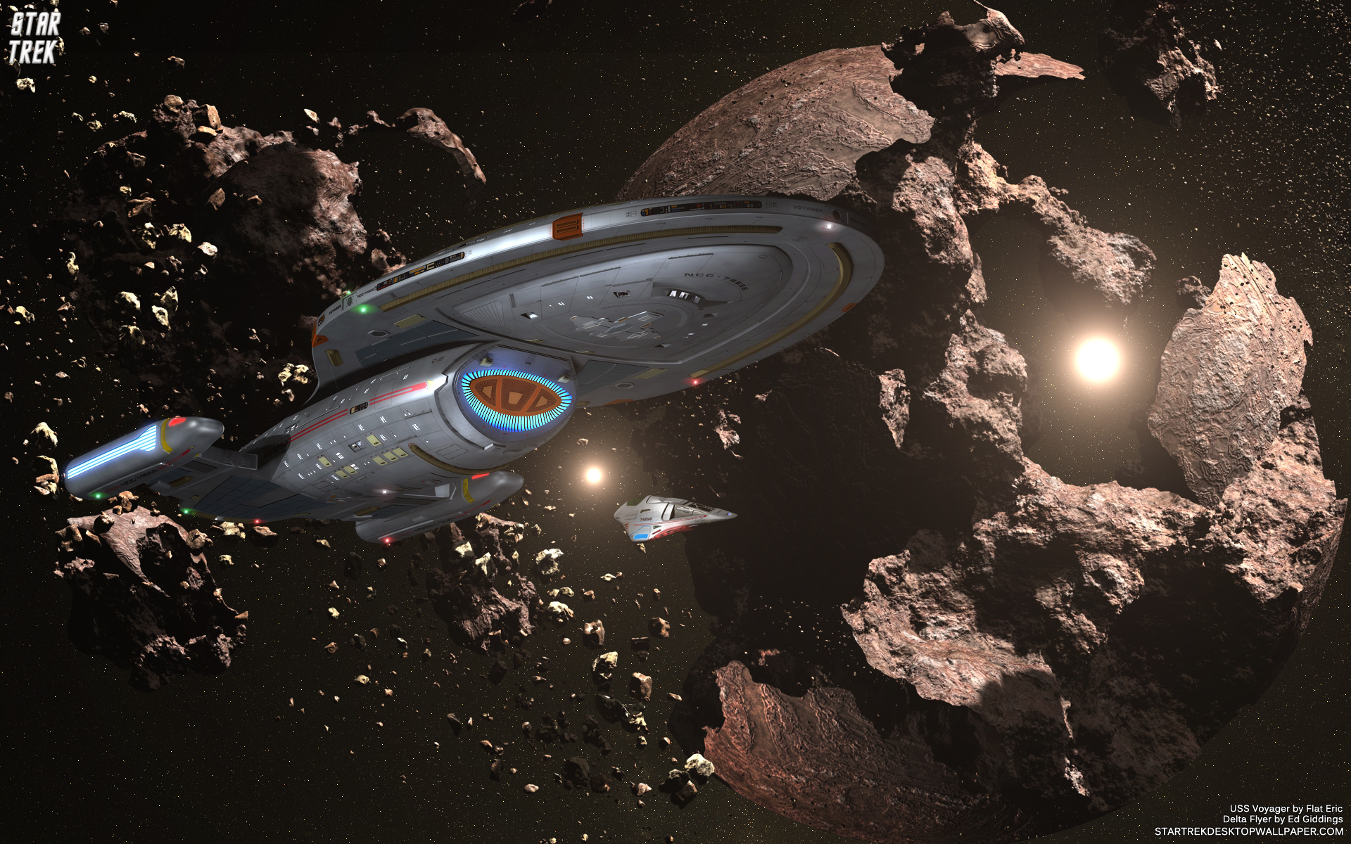 Star Trek Uss Voyager Ncc And Delta Flyer