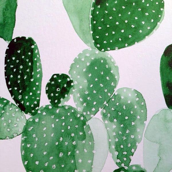 Wasserfarbe Watercolor Cactus Wallpaper Pattern
