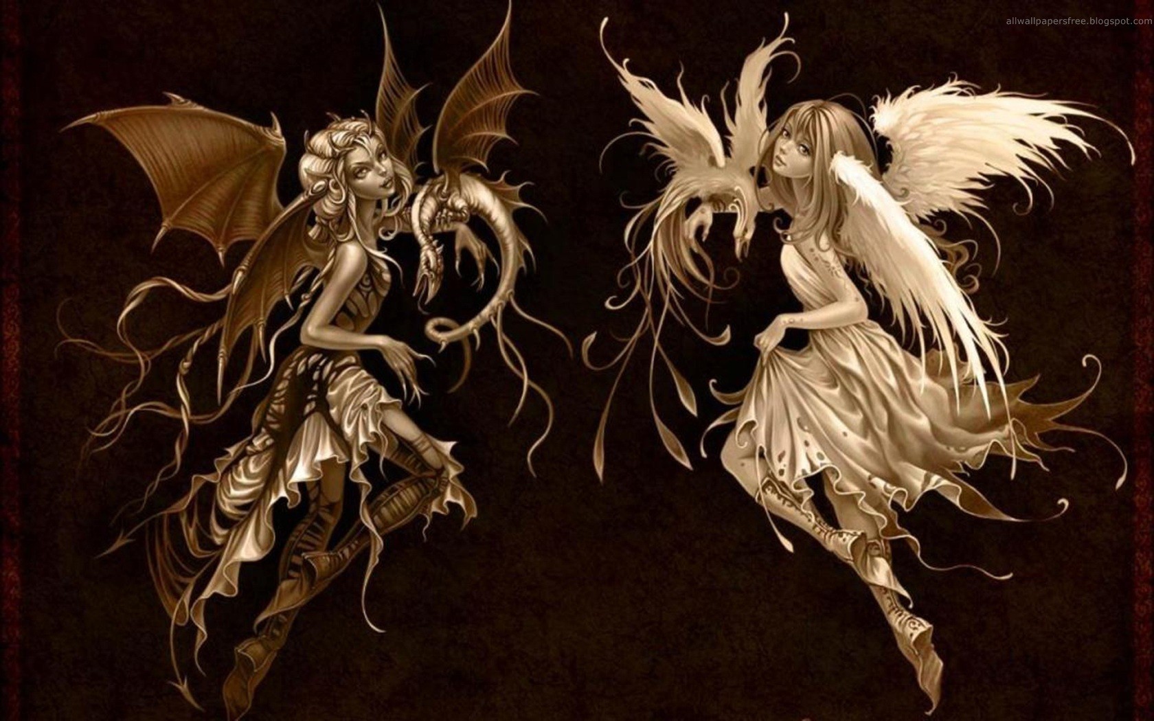 Black And White Angels Wallpaper Image Pictures