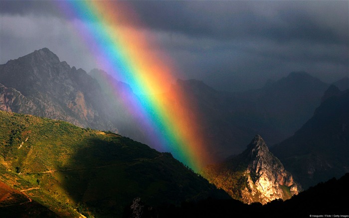 Asturian Mountain Rainbow Windows Nature Wallpaper