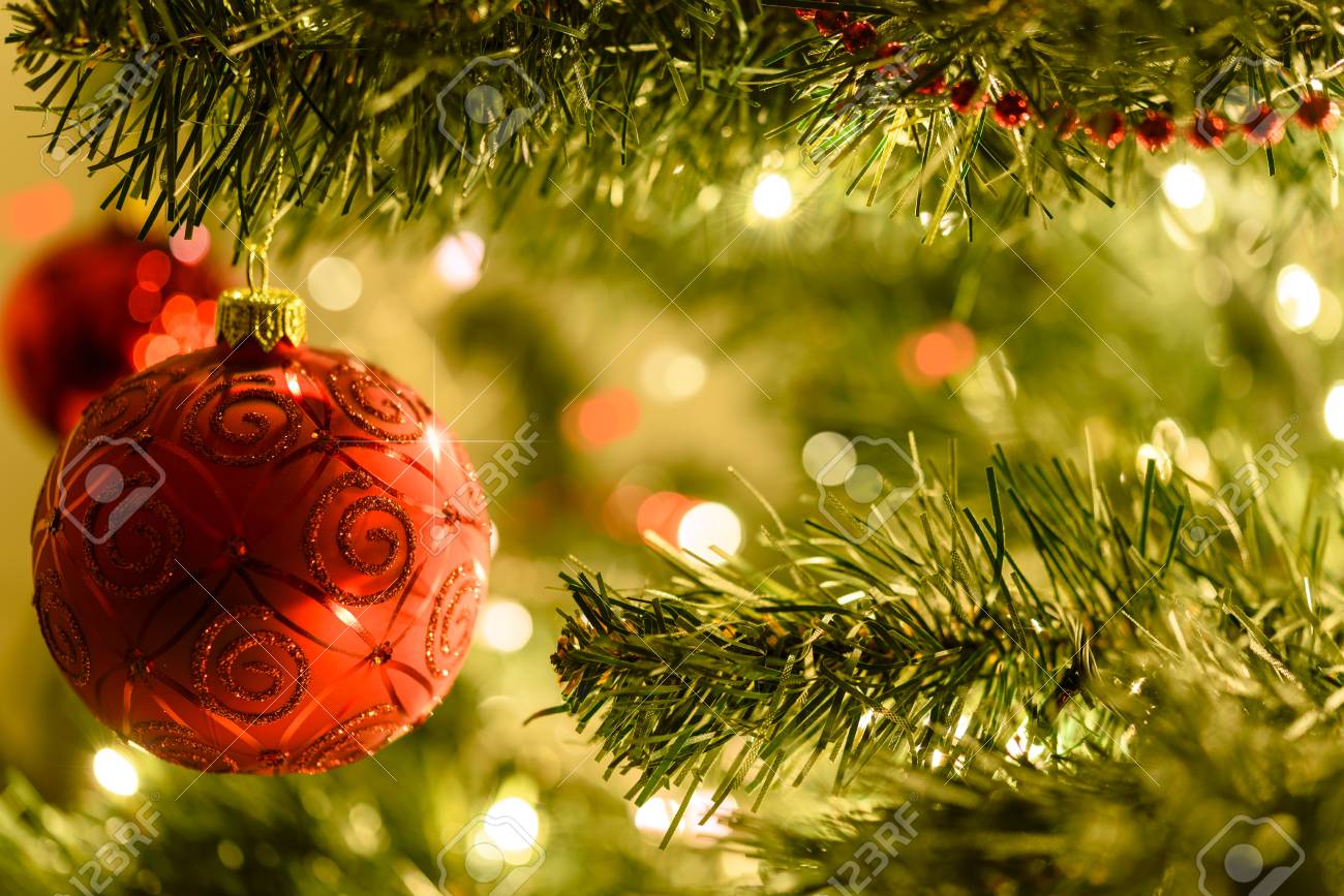 Beautiful Christmas Background Red Baubles On A