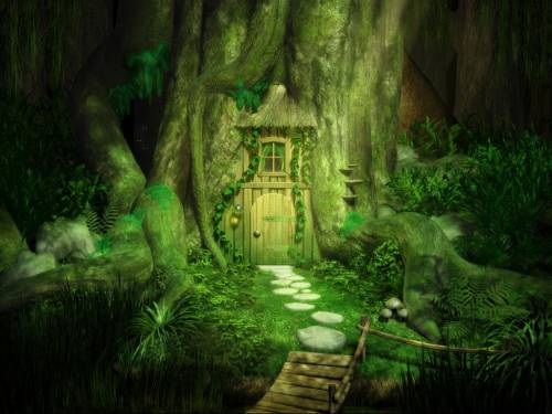 Fantasy Door Nature 3d Digital Art Magic Forest House Entrance