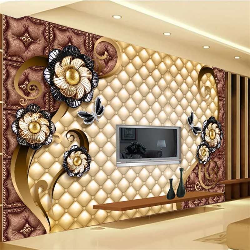Wellyu Custom 3d Wallpaper Luxury Black Dahlia Soft Bag Jewelry