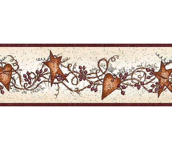 Berries and Bows Garland Wallpaper Border  Primitive wallpaper Discount  wallpaper Wallpaper border