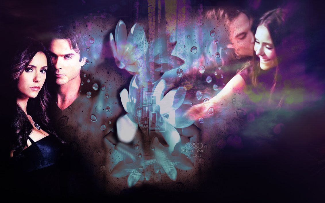 Damon And Elena Vampire Diaries Fan Art Wallpaper By Mysticsoulfanart