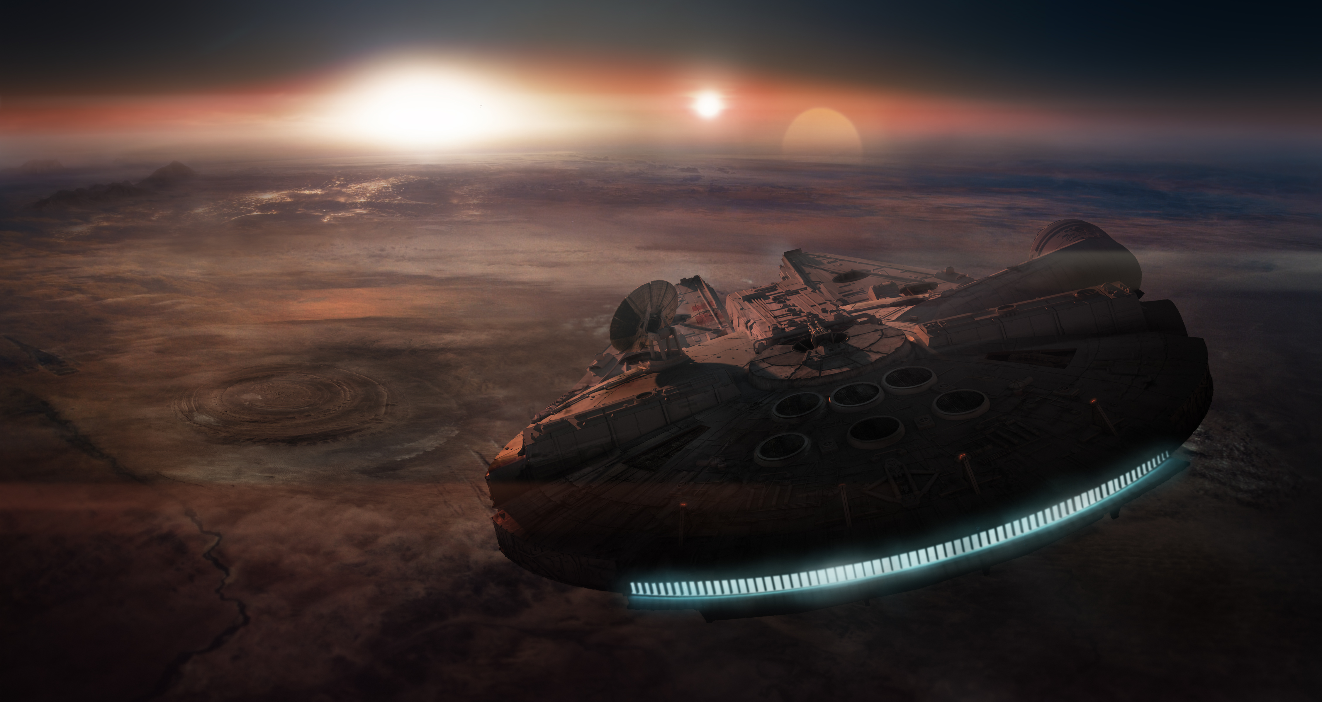 Millennium Falcon Over Tatooine By U Pandazoic I