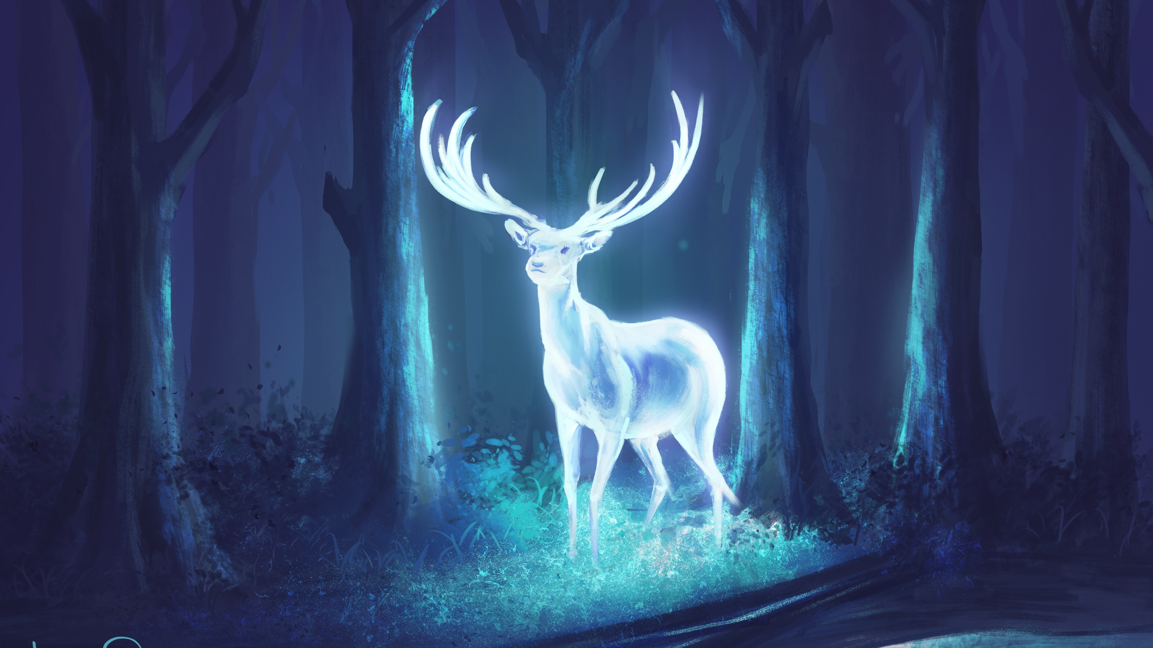Deer Fantasy Artwork 4k Harry Potter Painting