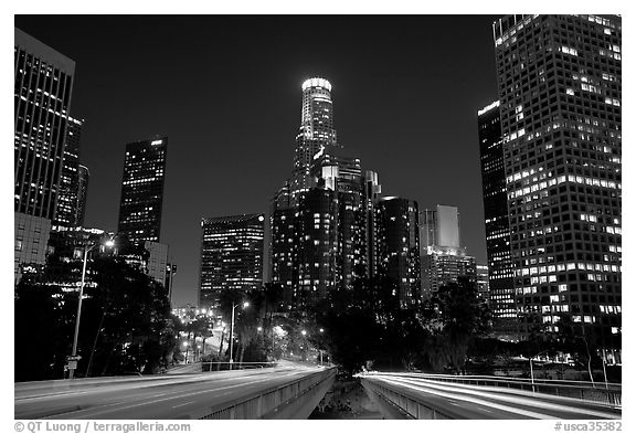 Los Angeles At Night Black And White
