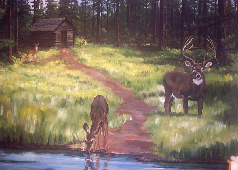 Deer Wall Murals And Cabin