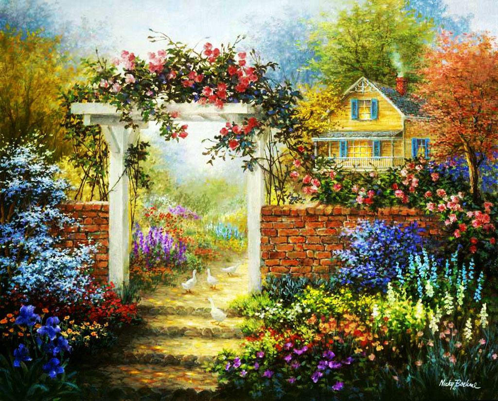 Cottage Garden High Quality And Resolution Wallpaper On