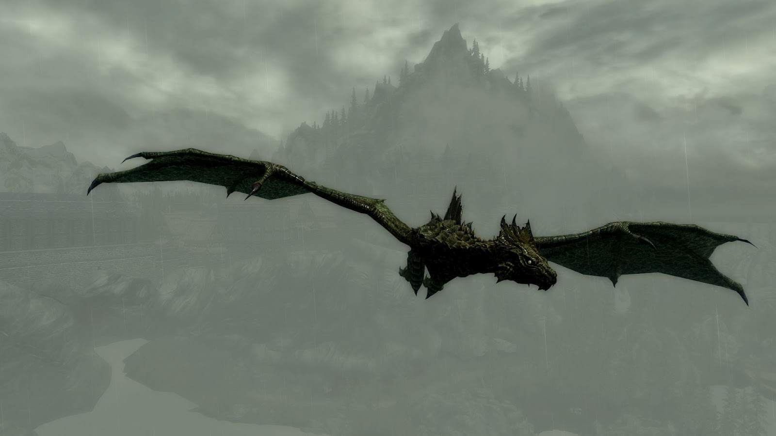 Elder Scrolls V Skyrim Flying Dragon HD Wallpaper