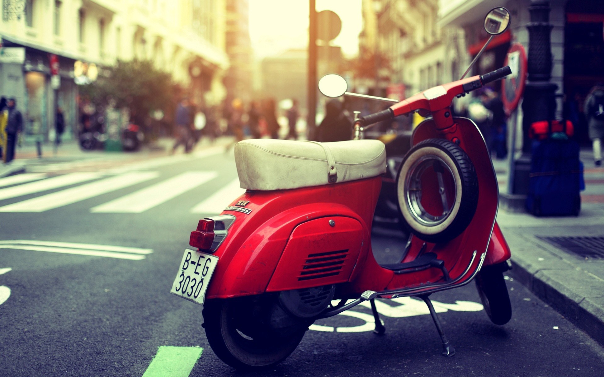 Vespa Scooter Red Street Photo