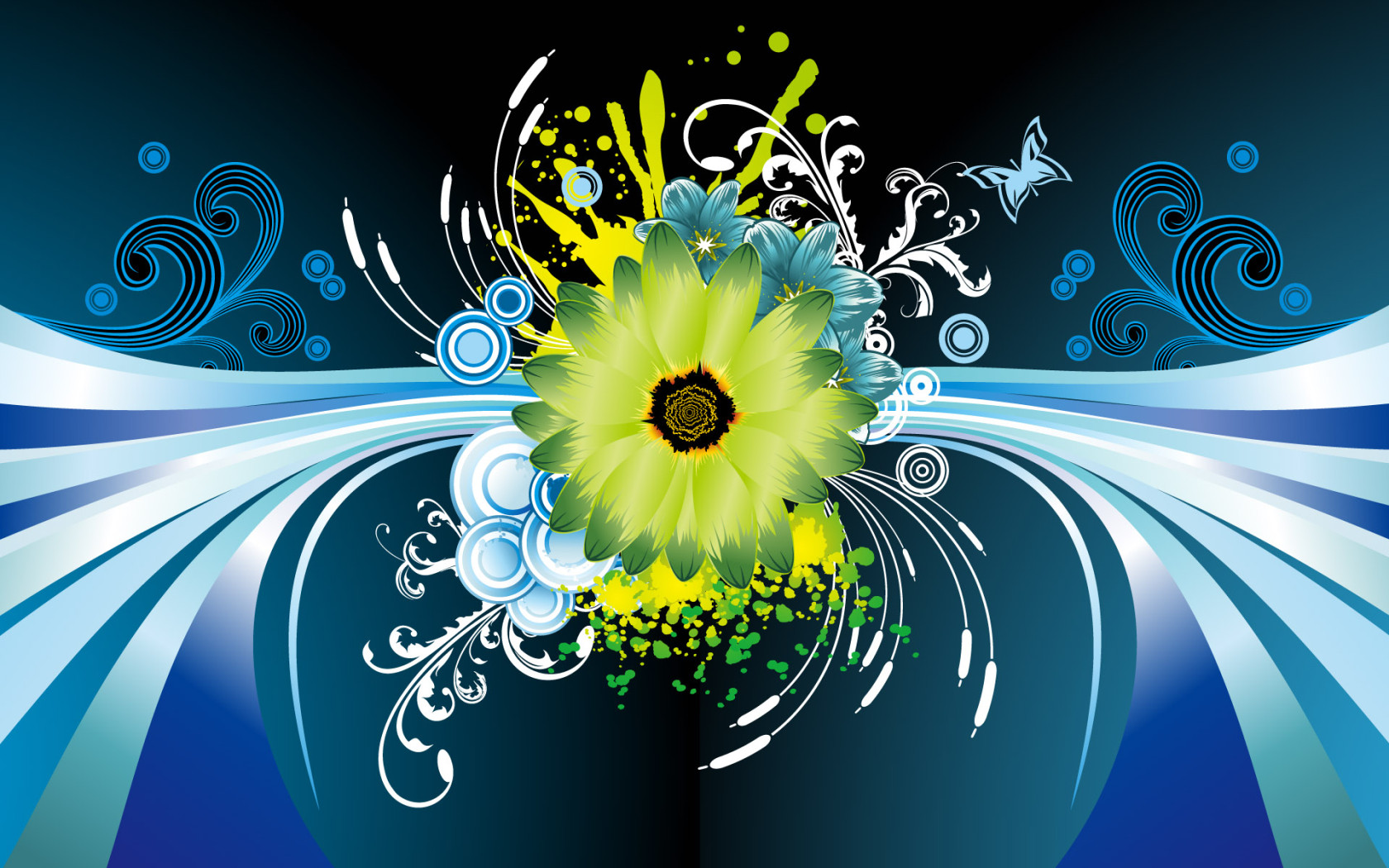 Blue And Yellow Flower Wallpaper