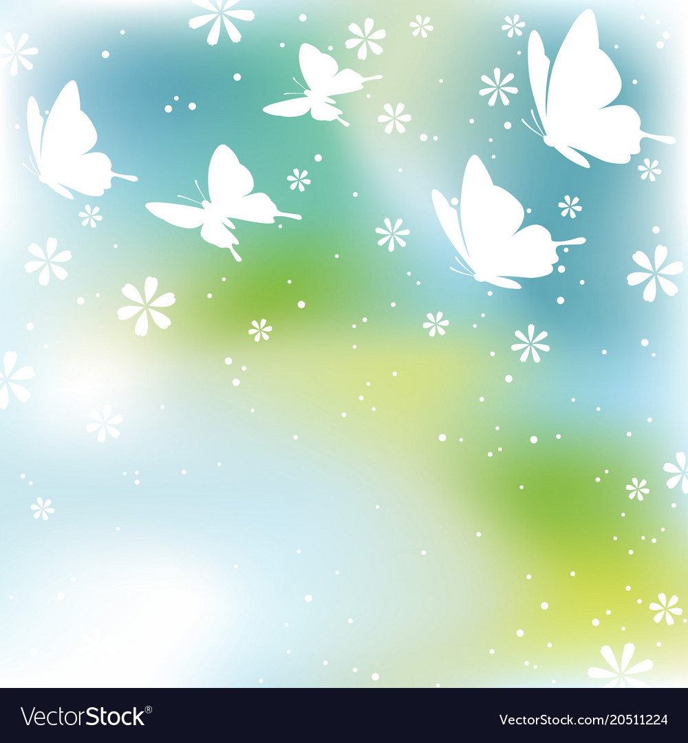 Square springtime background with butterflies Vector Image