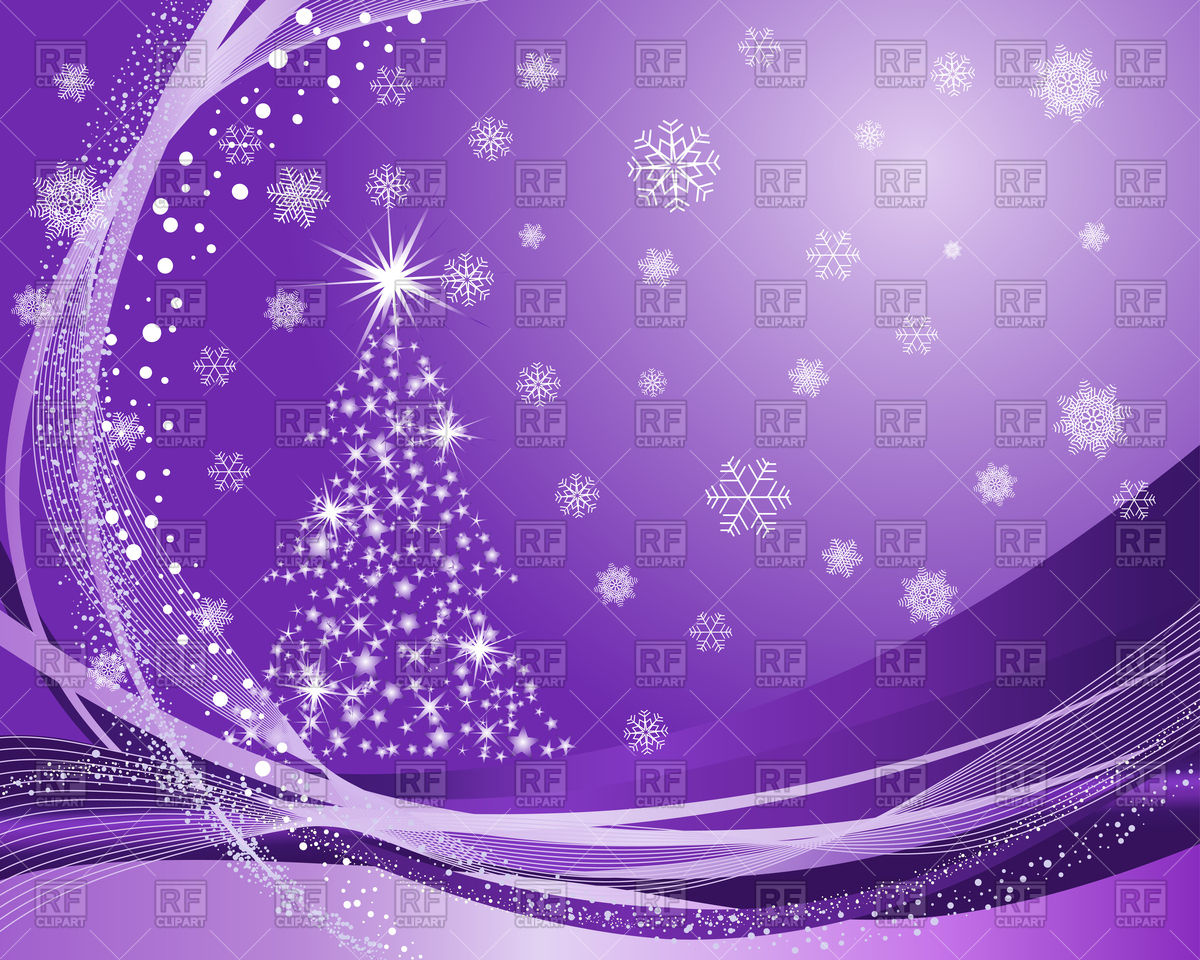 Violet Christmas Background With Fir Tree And Snowflakes Vector