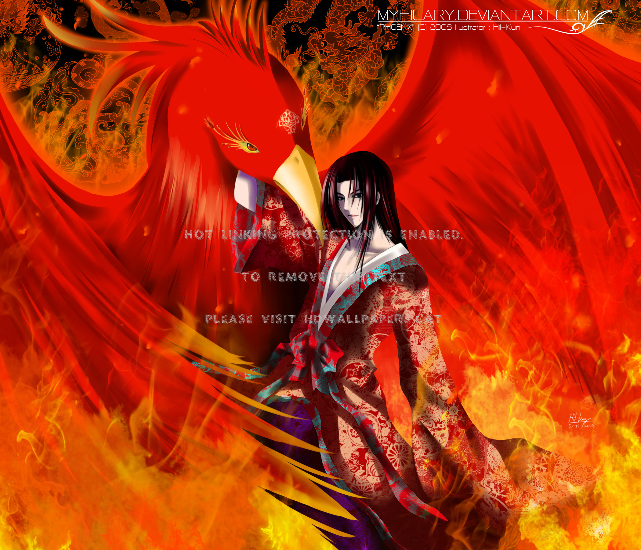 My Little Pheonix Boy Anime Flame Bird Myth